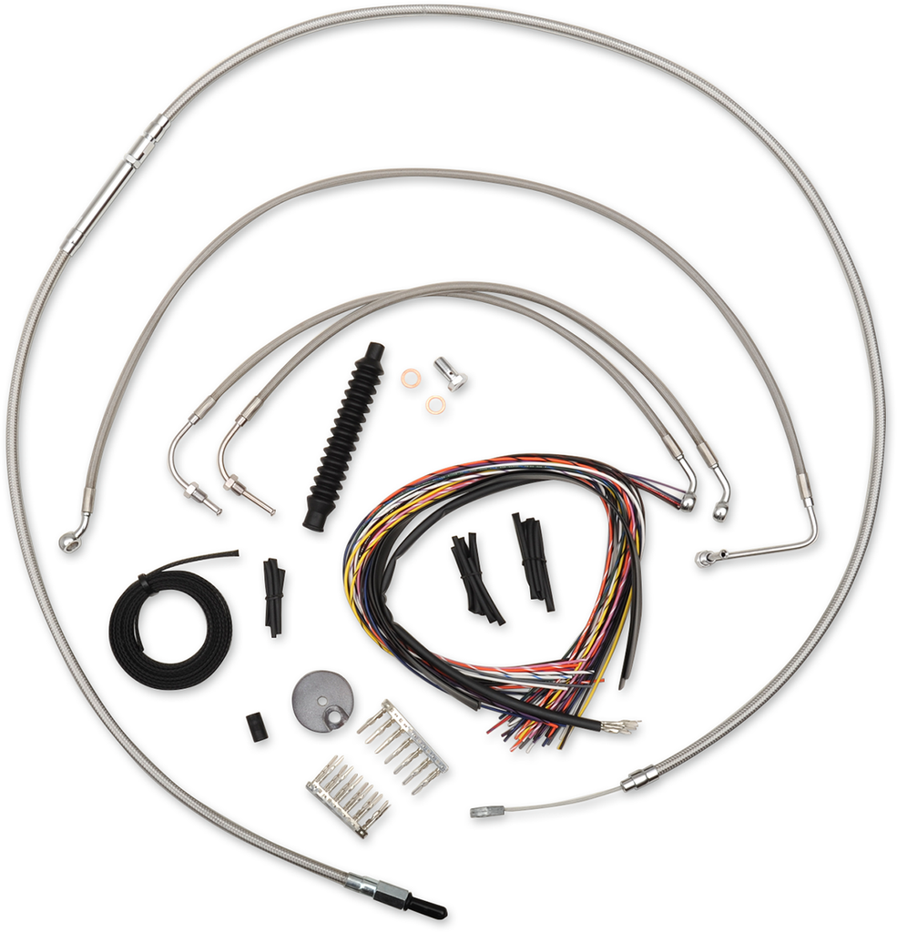 LA CHOPPERS Handlebar Cable/Brake Line Kit - Complete - 12" - 14" Handlebars - Stainless LA-8010KT2-13 - Team Dream Rides