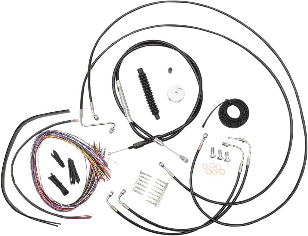 LA CHOPPERS Handlebar Cable/Brake Line Kit - Complete - 18" - 20" Handlebars - Black Vinyl LA-8051KT2-19B - Team Dream Rides