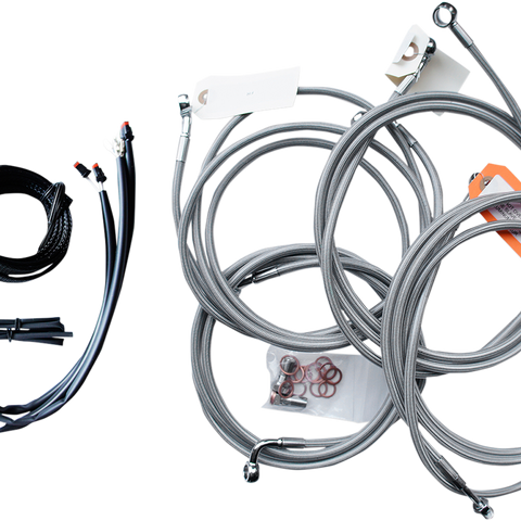 LA CHOPPERS Handlebar Cable/Brake Line Kit - Complete - Mini Handlebars - Stainless LA-8052KT2-08 - Team Dream Rides