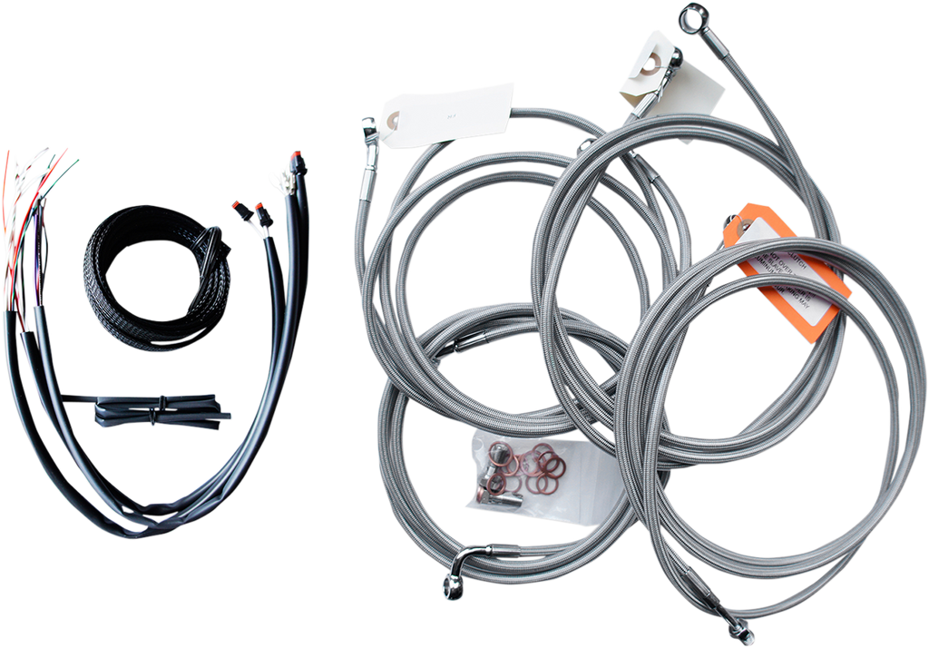 LA CHOPPERS Handlebar Cable/Brake Line Kit - Complete - 15" - 17" Handlebars - Stainless LA-8052KT2-16 - Team Dream Rides