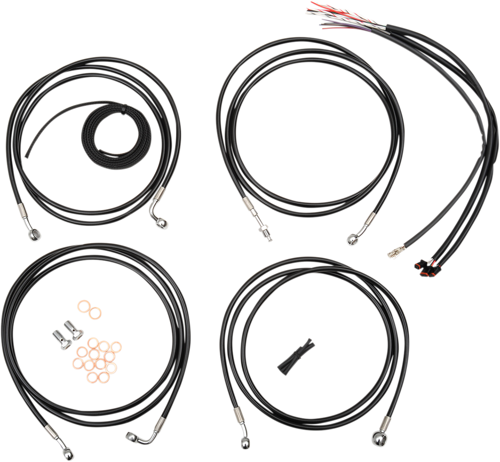 LA CHOPPERS Handlebar Cable/Brake Line Kit - Complete - 18" - 20" Handlebars - Black Vinyl LA-8052KT2-19B - Team Dream Rides