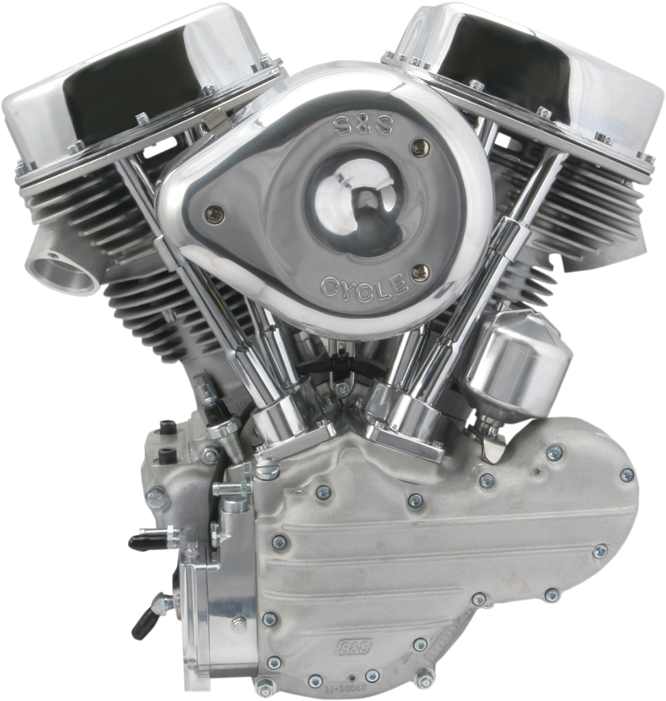 S&S CYCLE P-93 Complete Engine for Custom Chassis 106-0821 – Natural Crankcases with Silver Powder Coated Cylinders
