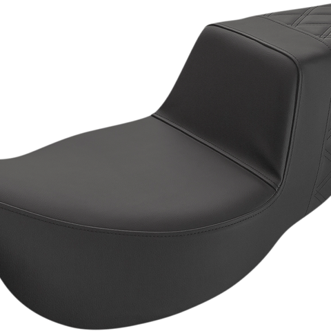 SADDLEMEN Extended Reach Step-Up Seat with Rear Lattice Stitch for Harley FL 2008-2024 - Part Number 808-07B-173E