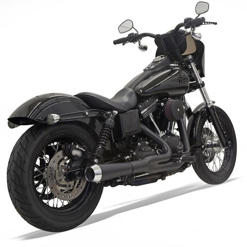 BASSANI XHAUST Road Rage Exhaust - Black Short Slip-On for Harley-Davidson FXD 2006-2017 (Part #13122J) - Team Dream Rides
