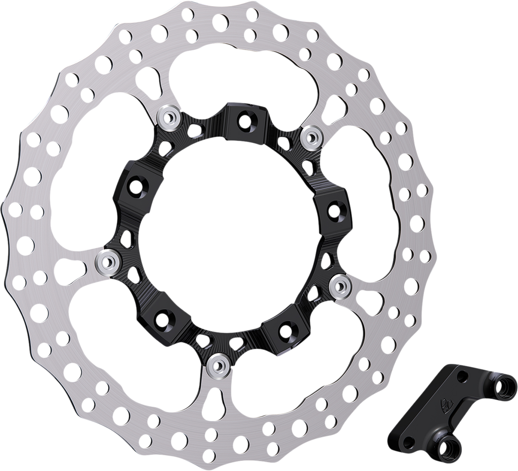 Arlen Ness 14-Inch Front Right Rotor Kit for HD FLT Touring Models - Black (Part #300-004)