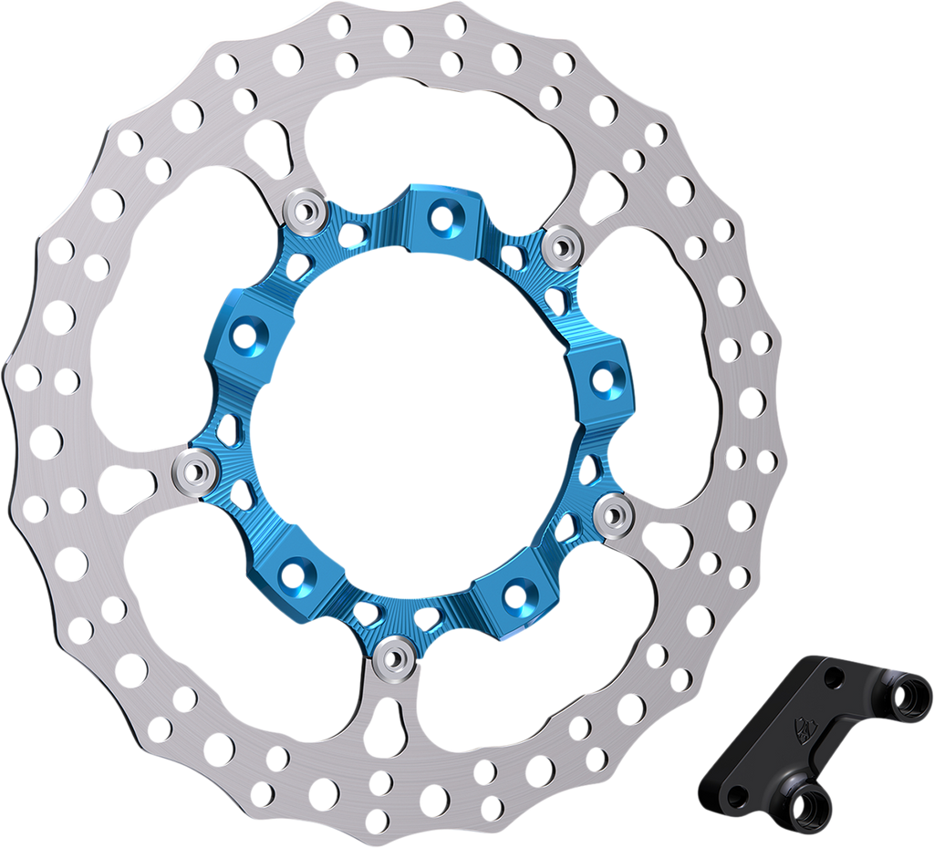 ARLEN NESS 14-Inch Front Right Rotor Kit for HD FLT Touring Models - Blue Finish Part 300-005