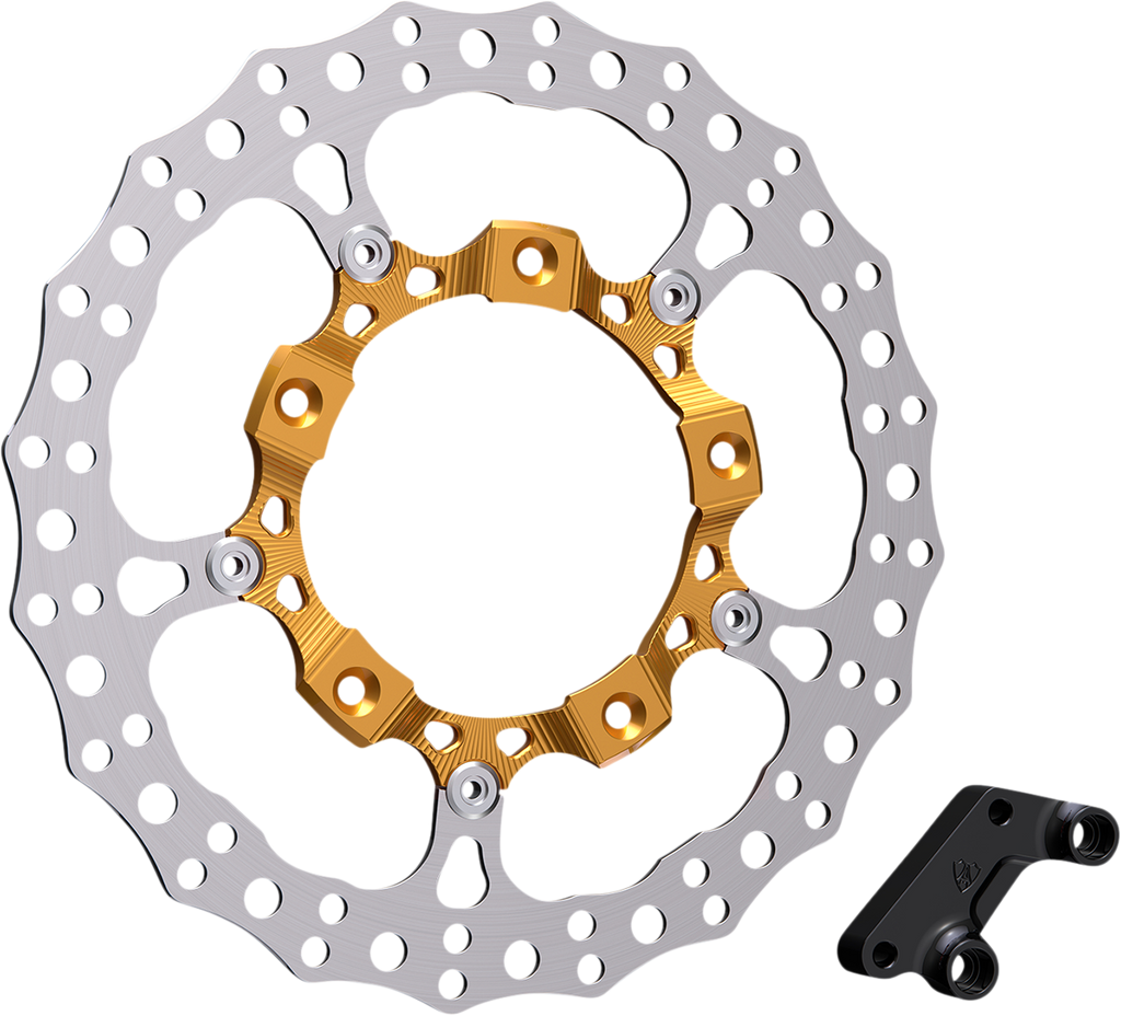 Arlen Ness 14-Inch Front Right Gold Rotor Kit for HD FLT Touring Models (Part 300-006)