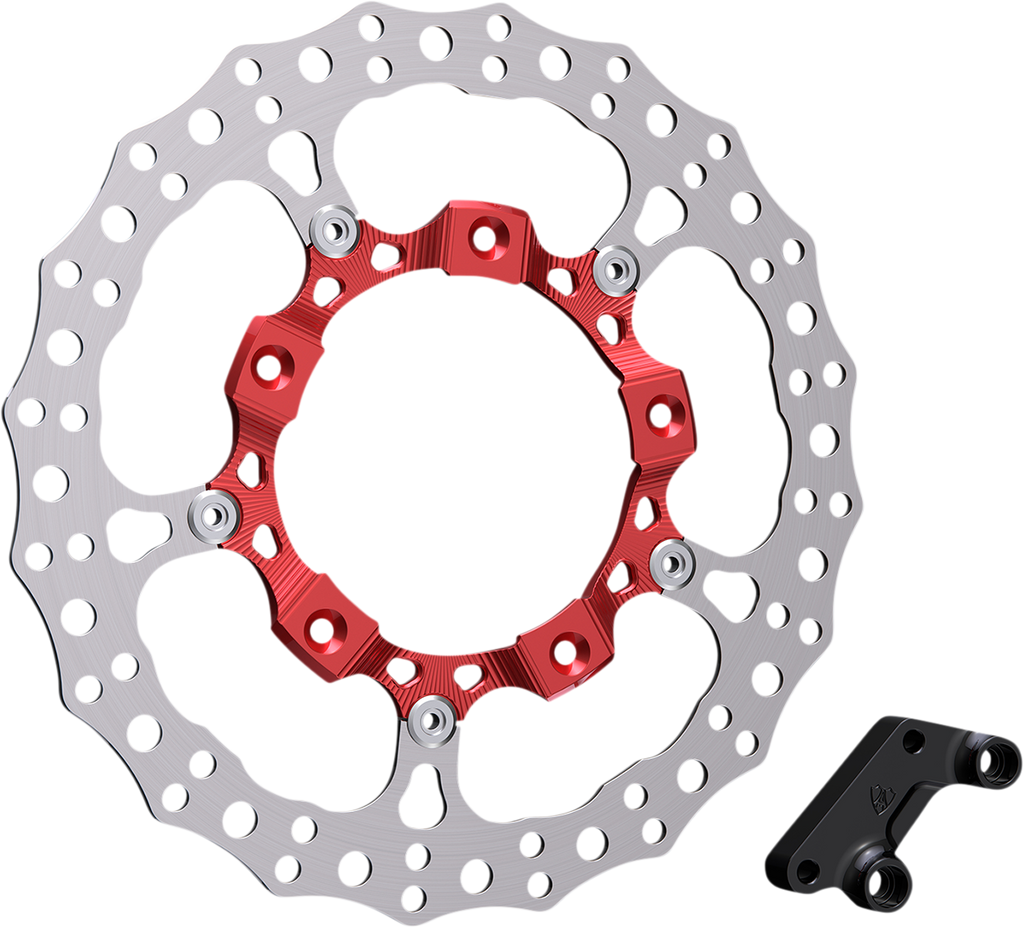 Arlen Ness 14-Inch Front Right Rotor Kit for Harley Davidson FLT Touring Models - Red Finish Part 300-007