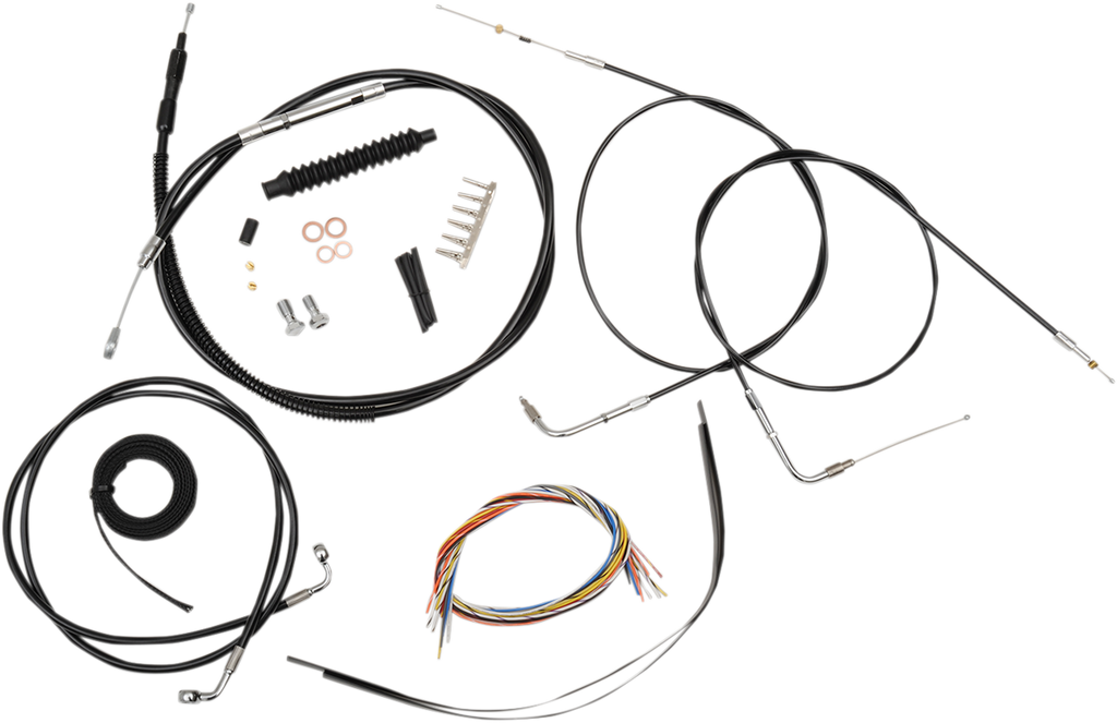 LA CHOPPERS Handlebar Cable/Brake Line Kit - Complete - 12" - 14" Handlebars - Black Vinyl LA-8110KT2B-13B - Team Dream Rides