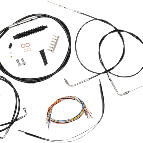 LA CHOPPERS Handlebar Cable/Brake Line Kit - Complete - Mini Handlebars - Black Vinyl LA-8130KT2-08B - Team Dream Rides
