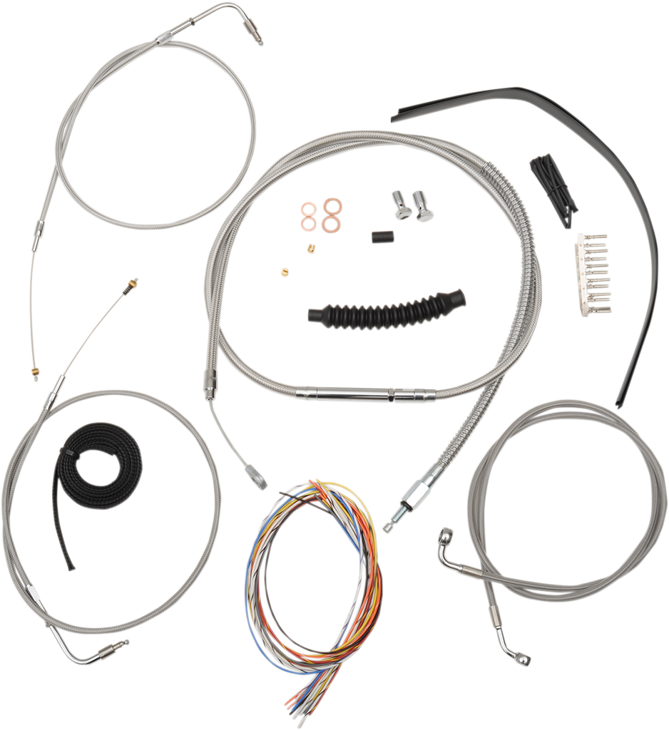 LA CHOPPERS Handlebar Cable/Brake Line Kit - Complete - 12" - 14" Handlebars - Stainless LA-8300KT2-13 - Team Dream Rides