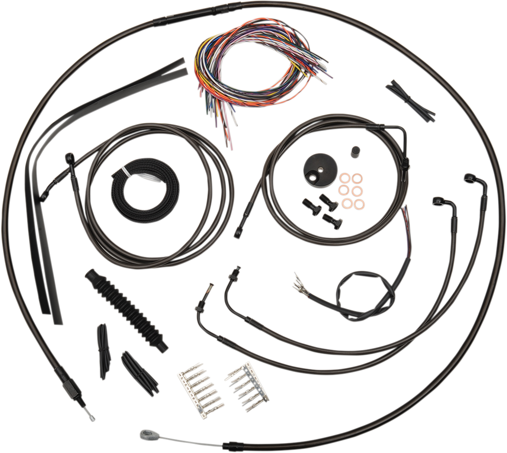 LA CHOPPERS Handlebar Cable/Brake Line Kit - Complete - 12" - 14" Handlebars - Midnight LA-8050KT2-13M - Team Dream Rides