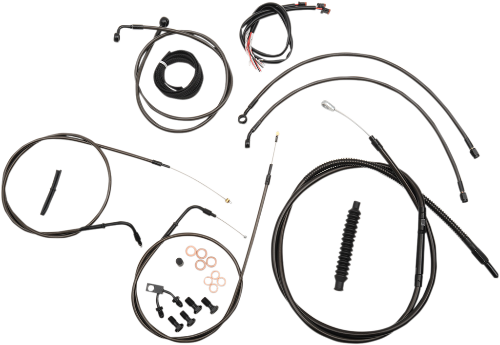 LA CHOPPERS Handlebar Cable/Brake Line Kit - Complete - 12" - 14" Handlebars - Midnight LA-8150KT2-13M - Team Dream Rides