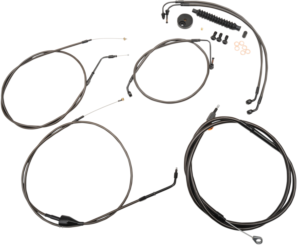 LA Choppers Midnight Braided Handlebar Cable and Brake Line Kit for 15-17 inch Ape Hangers (Part LA-8006KT-16M)