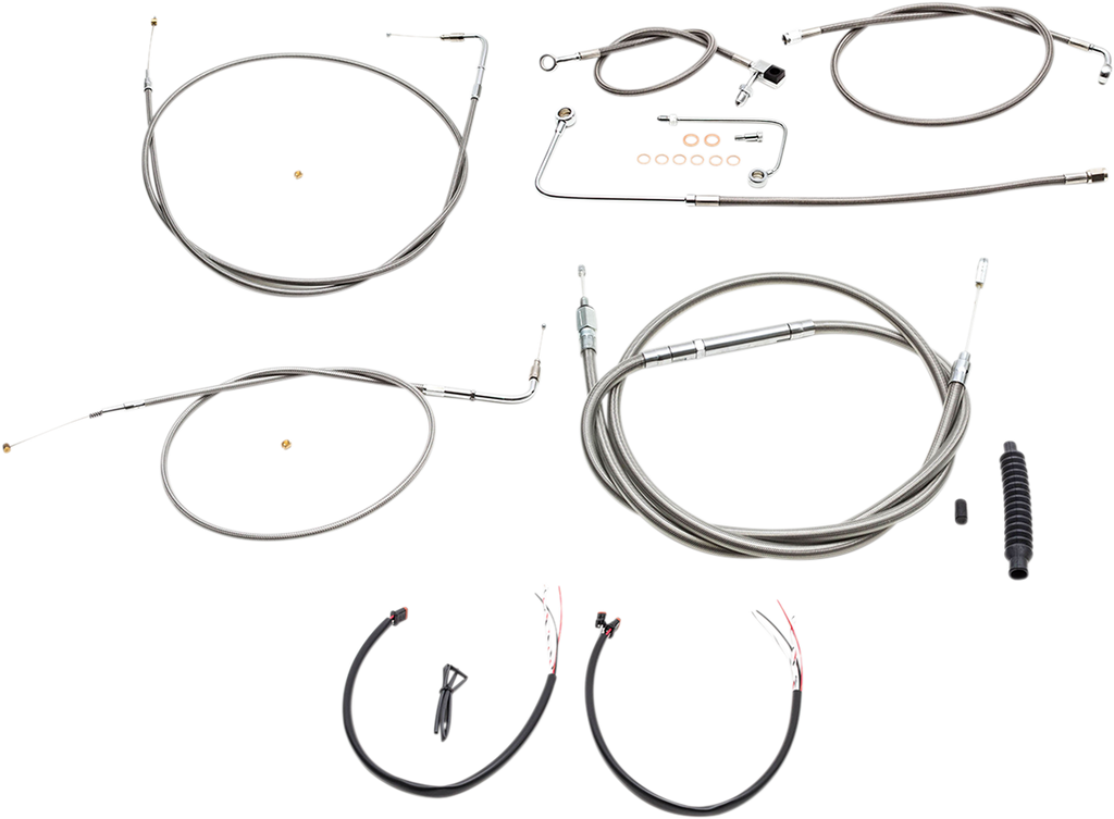 LA CHOPPERS Handlebar Cable/Brake Line Kit - Complete - 15" - 17" Handlebars - Stainless LA-8151KT2A-16 - Team Dream Rides