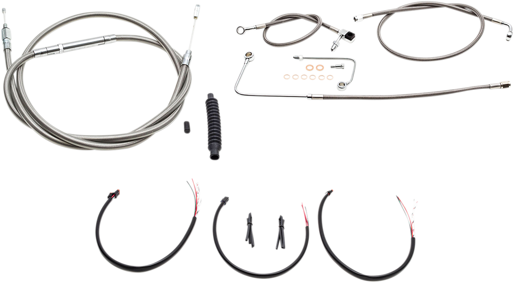 LA CHOPPERS Handlebar Cable/Brake Line Kit - Complete - 12" - 14" Handlebars - Stainless LA-8151KT2B-13 - Team Dream Rides
