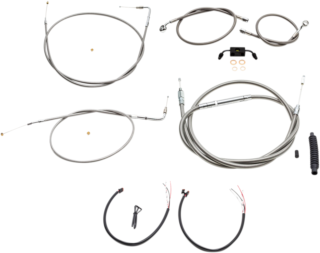 LA CHOPPERS Handlebar Cable/Brake Line Kit - Complete - 18" - 20" Handlebars - Stainless LA-8211KT2-19 - Team Dream Rides