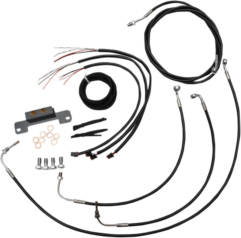 LA CHOPPERS Handlebar Cable/Brake Line Kit - Complete - 12" - 14" Handlebars - Black Vinyl LA-8055KT2-13B - Team Dream Rides