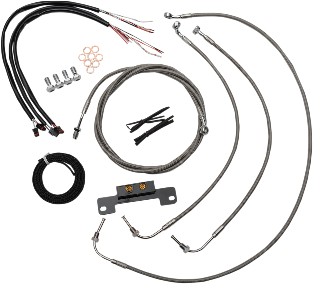 LA CHOPPERS Handlebar Cable/Brake Line Kit - Complete - 15" - 17" Handlebars - Stainless LA-8055KT2-16 - Team Dream Rides