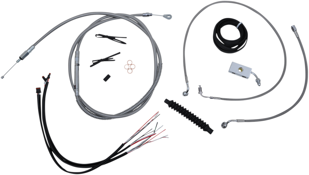 LA CHOPPERS Handlebar Cable/Brake Line Kit - Complete - 15" - 17" Handlebars - Stainless LA-8152KT2-16 - Team Dream Rides