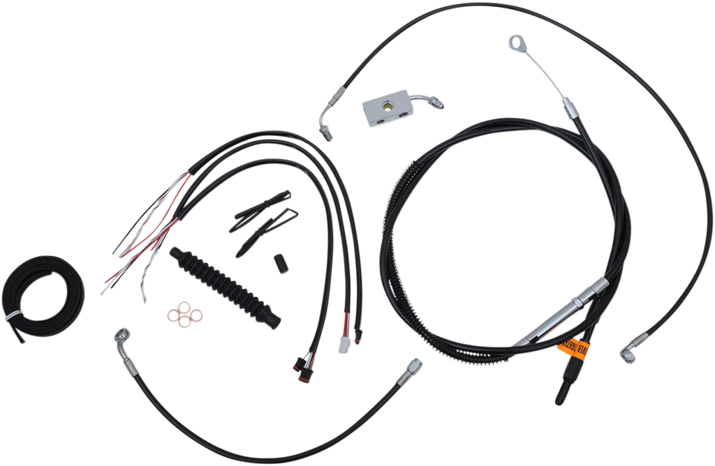 LA CHOPPERS Handlebar Cable/Brake Line Kit - Complete - 15" - 17" Handlebars - Black Vinyl LA-8152KT2-16B - Team Dream Rides