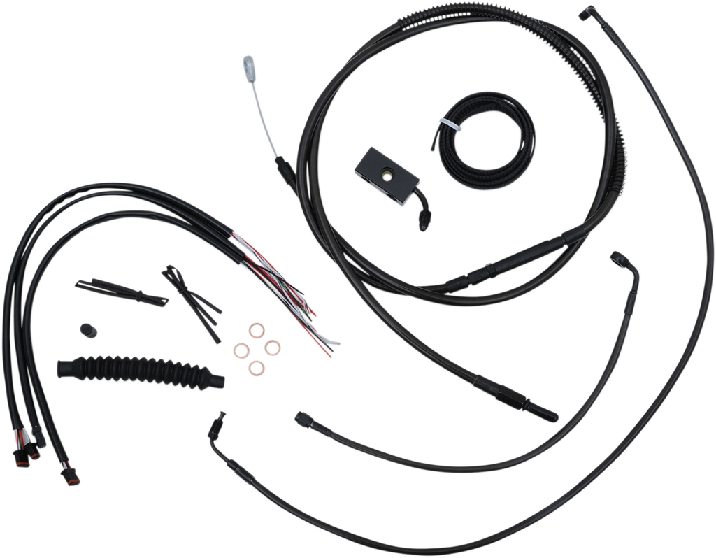 LA CHOPPERS Handlebar Cable/Brake Line Kit - Complete - 15" - 17" Handlebars - Midnight LA-8152KT2-16M - Team Dream Rides