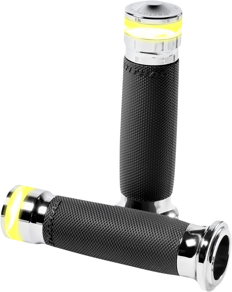 PERFORMANCE MACHINE (PM) Grips Contour - LED - TBW - Chrome 0063-2100M-CH - Team Dream Rides