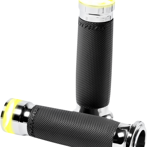 PERFORMANCE MACHINE (PM) Grips Contour - LED - TBW - Chrome 0063-2100M-CH - Team Dream Rides