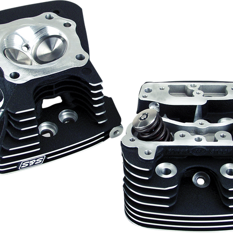 S&S CYCLE Super Stock® Cylinder Heads for Twin Cam 90-1106 - 89 cc, Wrinkle Black Finish