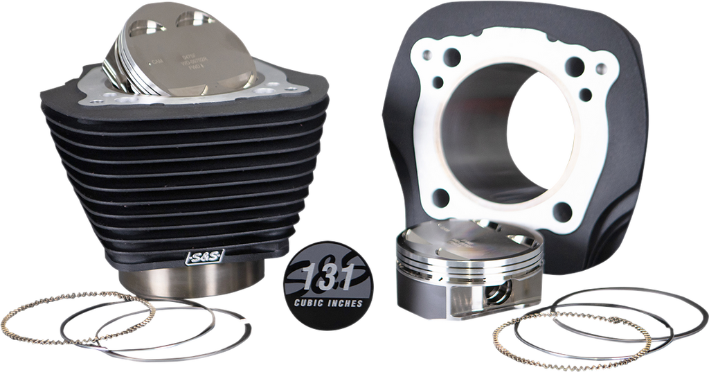 S&S Cycle 131" Stroker Cylinder & Piston Kit for M8 with Wrinkle Black Finish - Part 910-0763