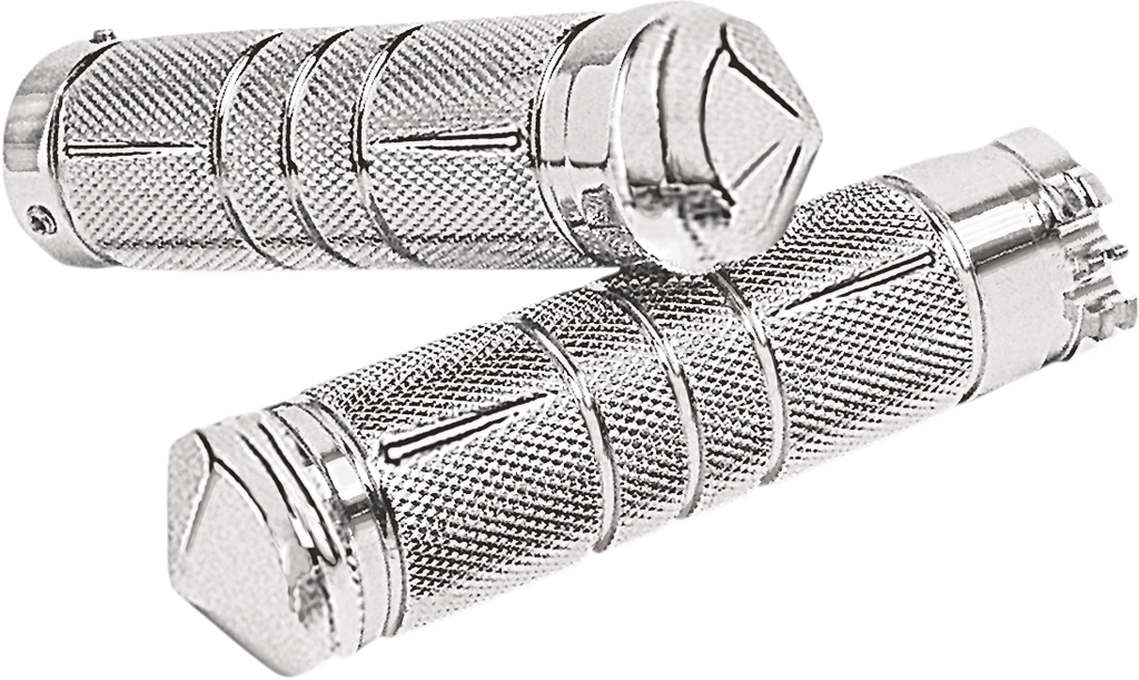 Accutronix Knurled Diamond Custom Chrome Motorcycle Grips - Model GR100-SKIC