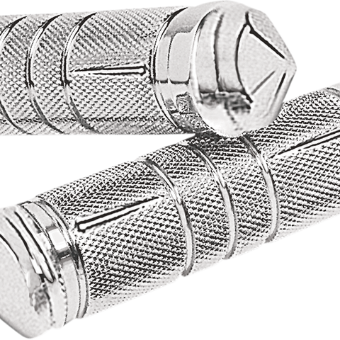 Accutronix Knurled Diamond Custom Chrome Motorcycle Grips - Model GR100-SKIC
