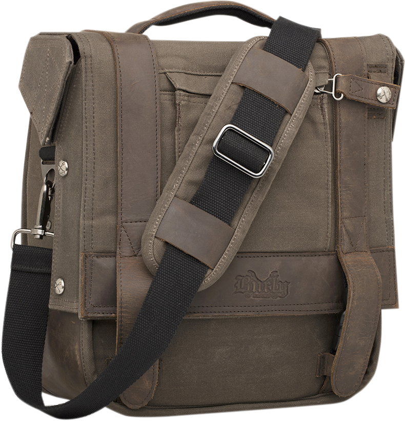 Burly Brand B15-1000D Dark Oak Detachable Saddlebag with Leather Paneling and Secure Closure System