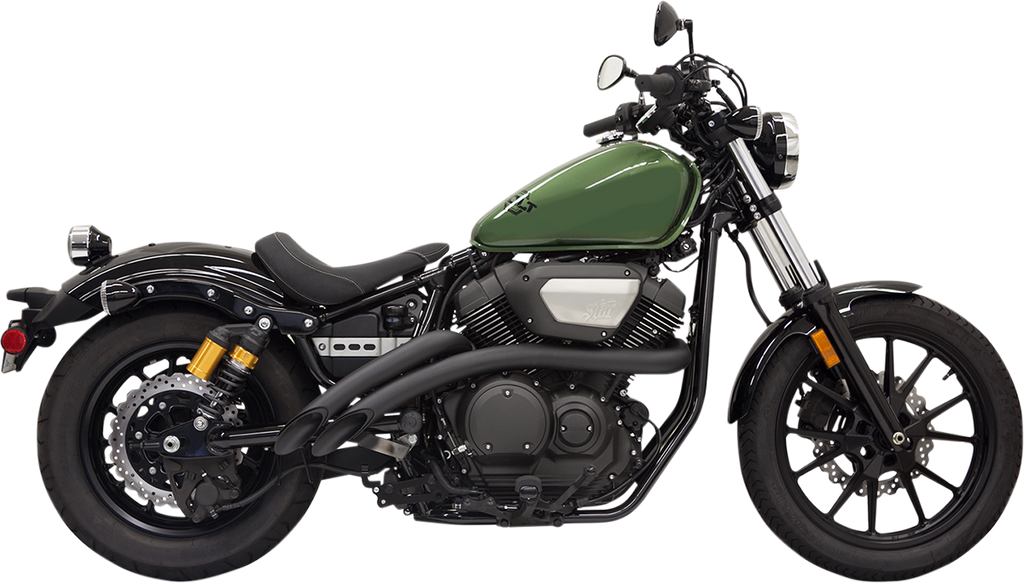 BASSANI XHAUST Sweeper Exhaust - Black with 2-Inch Radius Pipes and Full Heat Shields - Part Number 3B1F2B