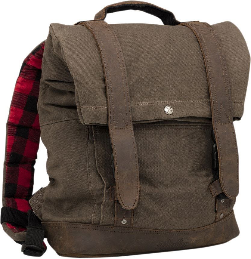Burly Brand B15-1020D Dark Oak Roll Top Backpack – Durable Leather Paneling & Ample Storage