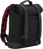 Burly Brand B15-1020B Roll Top Backpack in Black – Durable Leather and Flannel Straps with Laptop Compartment