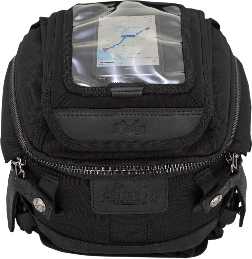 Burly Brand B15-1010B Tank & Tail Bag – Black, Easy Mounting with Magnetic System and Accessory Features