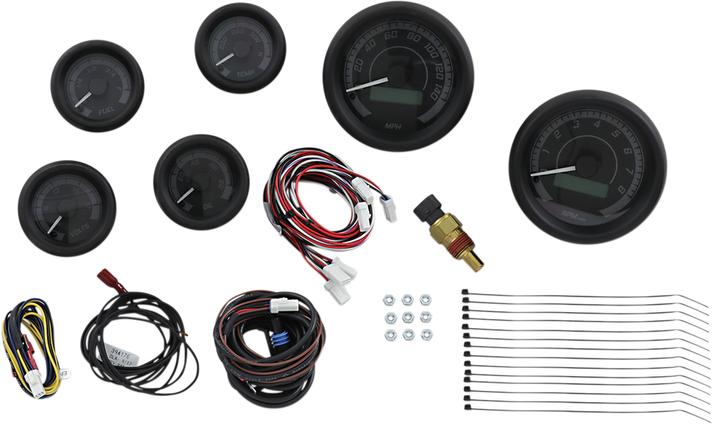 Dakota Digital MVX-8604-KG-K MVX Series 6-Gauge Analog/Digital Kit with Black Bezel and Face