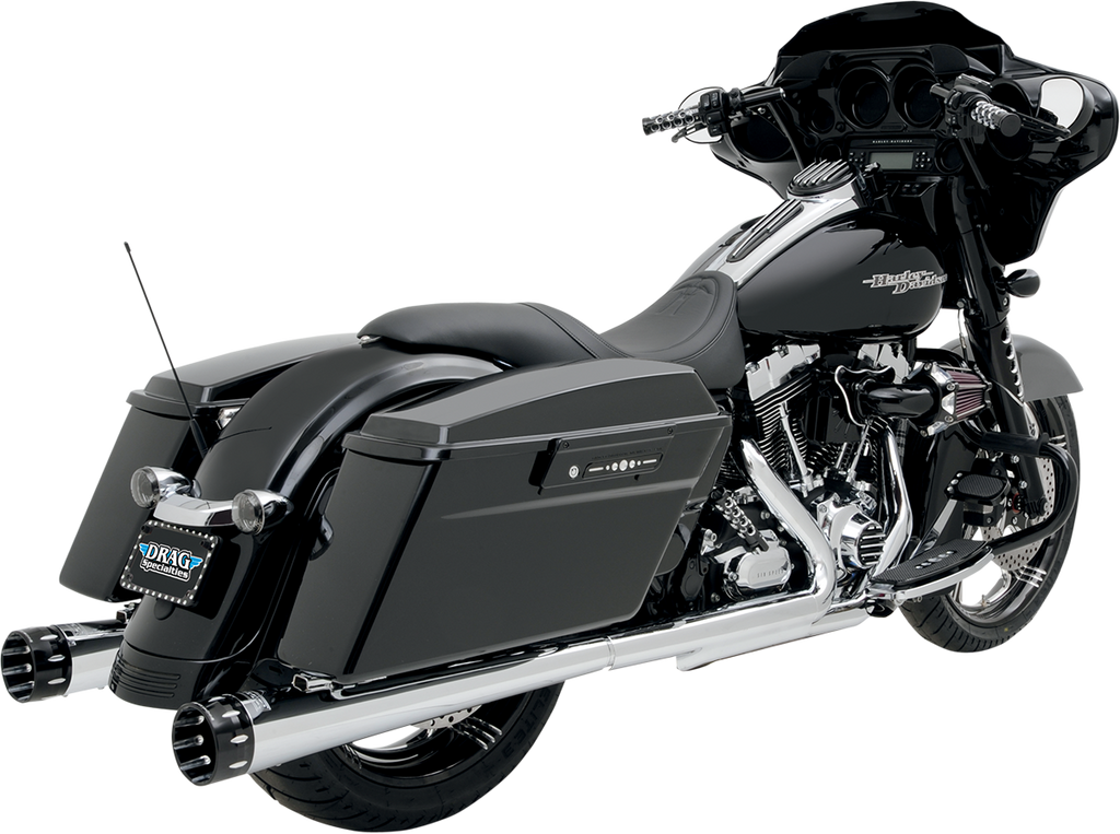 BASSANI XHAUST Megaphone Mufflers for Chrome and Polished Finish - Tapered Design with Performance Baffle FLH-517L