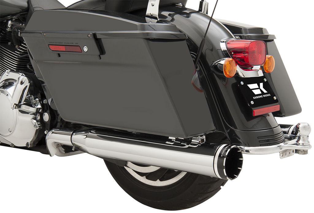 KHROME WERKS 200630 2-Into-2 Dominator Exhaust System for Harley Touring '09-'16 with Chrome Finish and 4-1/2 Inch Muffler