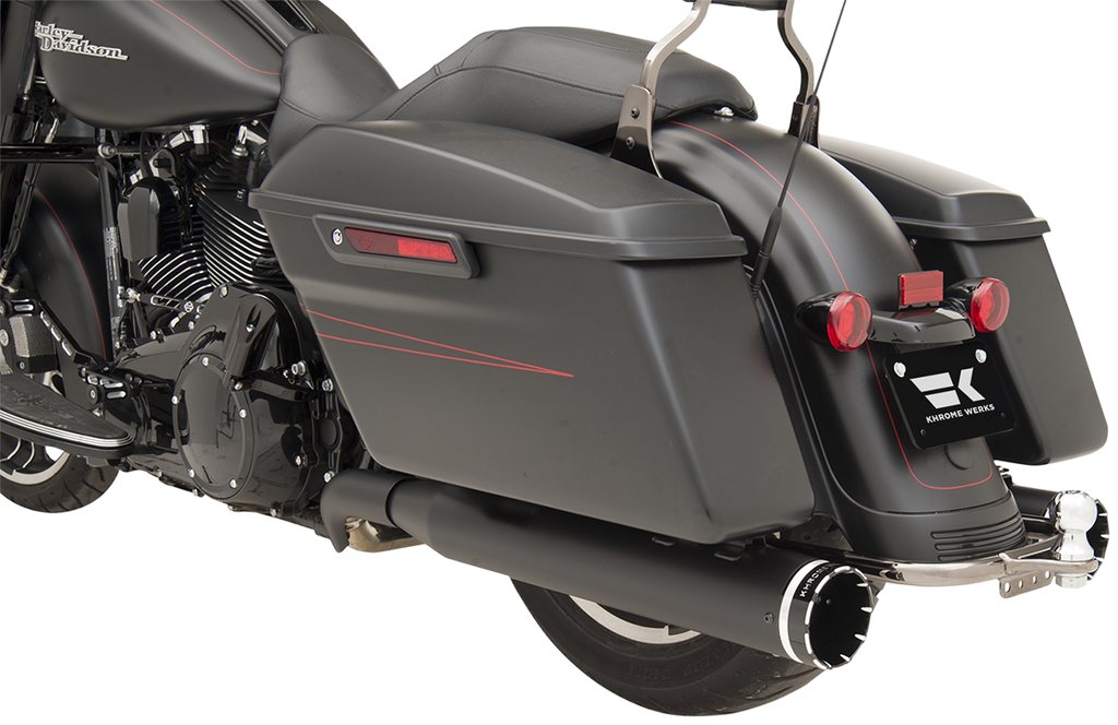KHROME WERKS 200830 2-into-2 Dominator Exhaust System for Harley Davidson FL 2009-2016 with Black Finish and 4.5-Inch Muffler