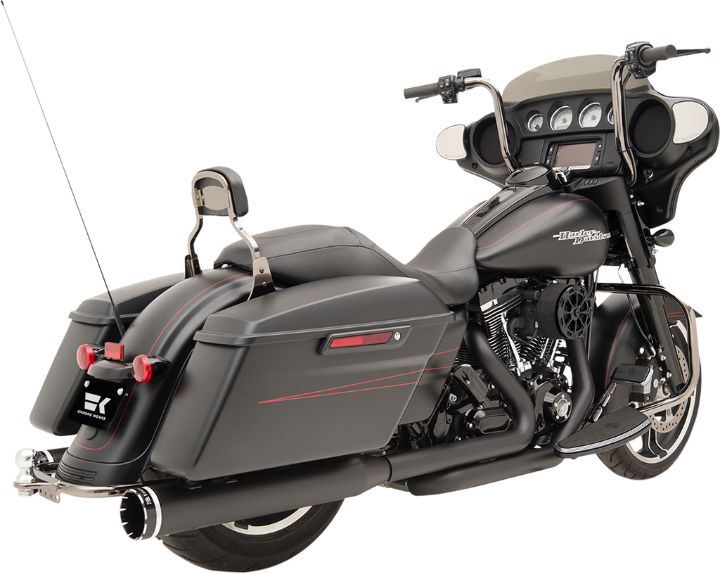 KHROME WERKS 200830 2-into-2 Dominator Exhaust System for Harley Davidson FL 2009-2016 with Black Finish and 4.5-Inch Muffler