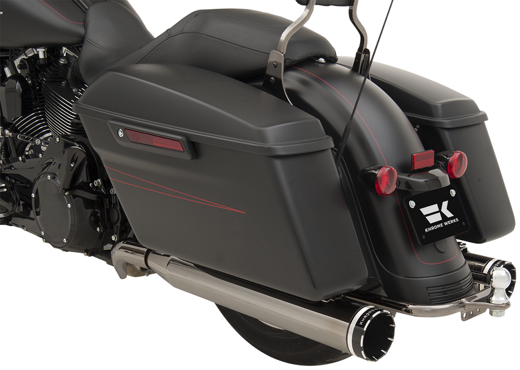 Khrome Wks 201830 2-into-2 Dominator Exhaust System for Harley FL 2009-2016 with 4-1/2 Inch Muffler