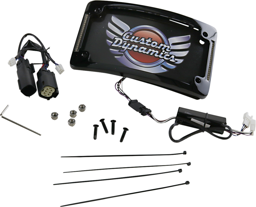 CUSTOM DYNAMICS Curved Aluminum License Plate Frame with LED Lighting – Black TF06-BCM-B