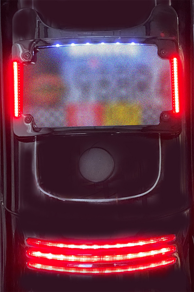 CUSTOM DYNAMICS Curved Aluminum License Plate Frame with LED Lighting – Black TF06-BCM-B