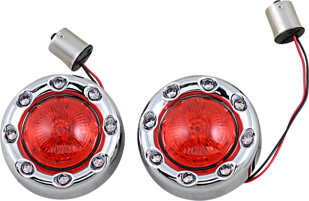 CUSTOM DYNAMICS Bullet Turn Signal 1156 - Chrome with Red Lens (Part No. PB-BR-RR 56-CR)
