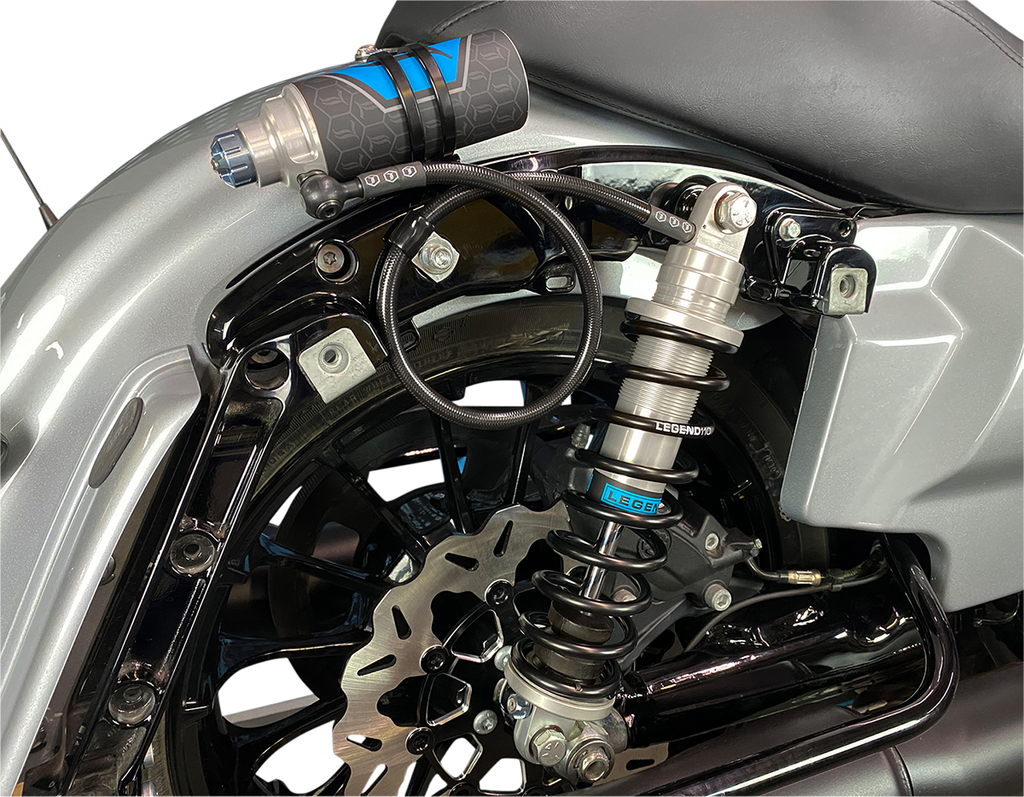 Legend Suspension Revo ARC Remote Reservoir Shocks for Harley-Davidson, 14-inch Heavy Duty, Clear Finish – Model 1310-1933
