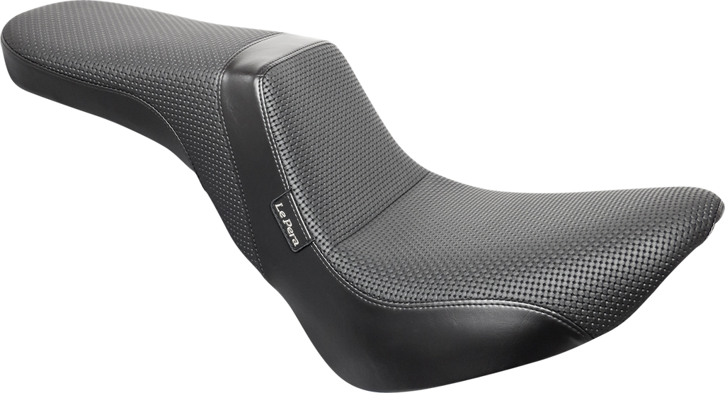 LE PERA Daytona 2-Up Seat LY-543BW for Harley FX/FL 2018-2023 with Basketweave Black Finish