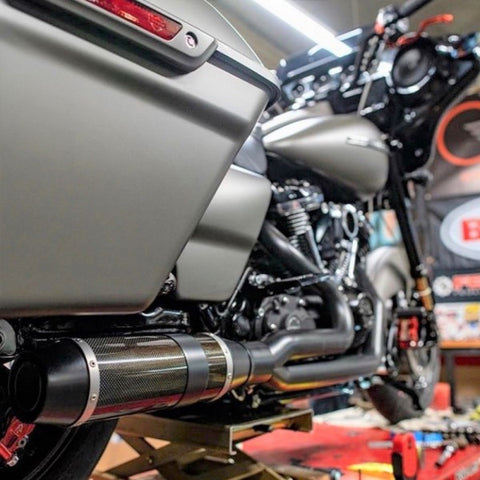 D&D 2017-2023 M8 Harley Touring Bob Cat 2:1 Full Exhaust System - Black with Carbon Muffler - Team Dream Rides