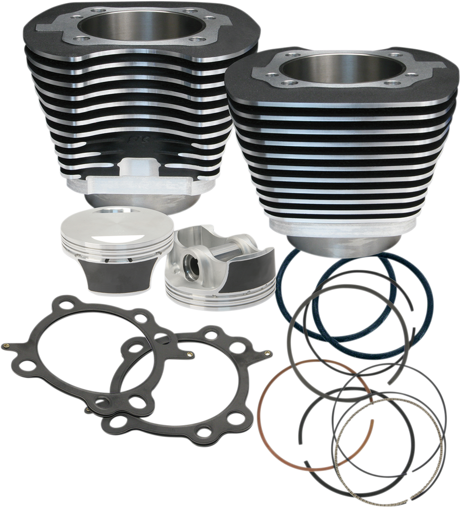 S&S CYCLE 106" Big Bore Cylinder Kit for Twin Cam Models - Wrinkle Black (Part #910-0206)